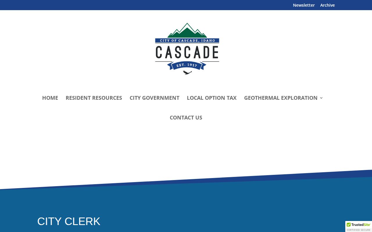 Valley County Cascade City Clerk official records-custodian page screenshot