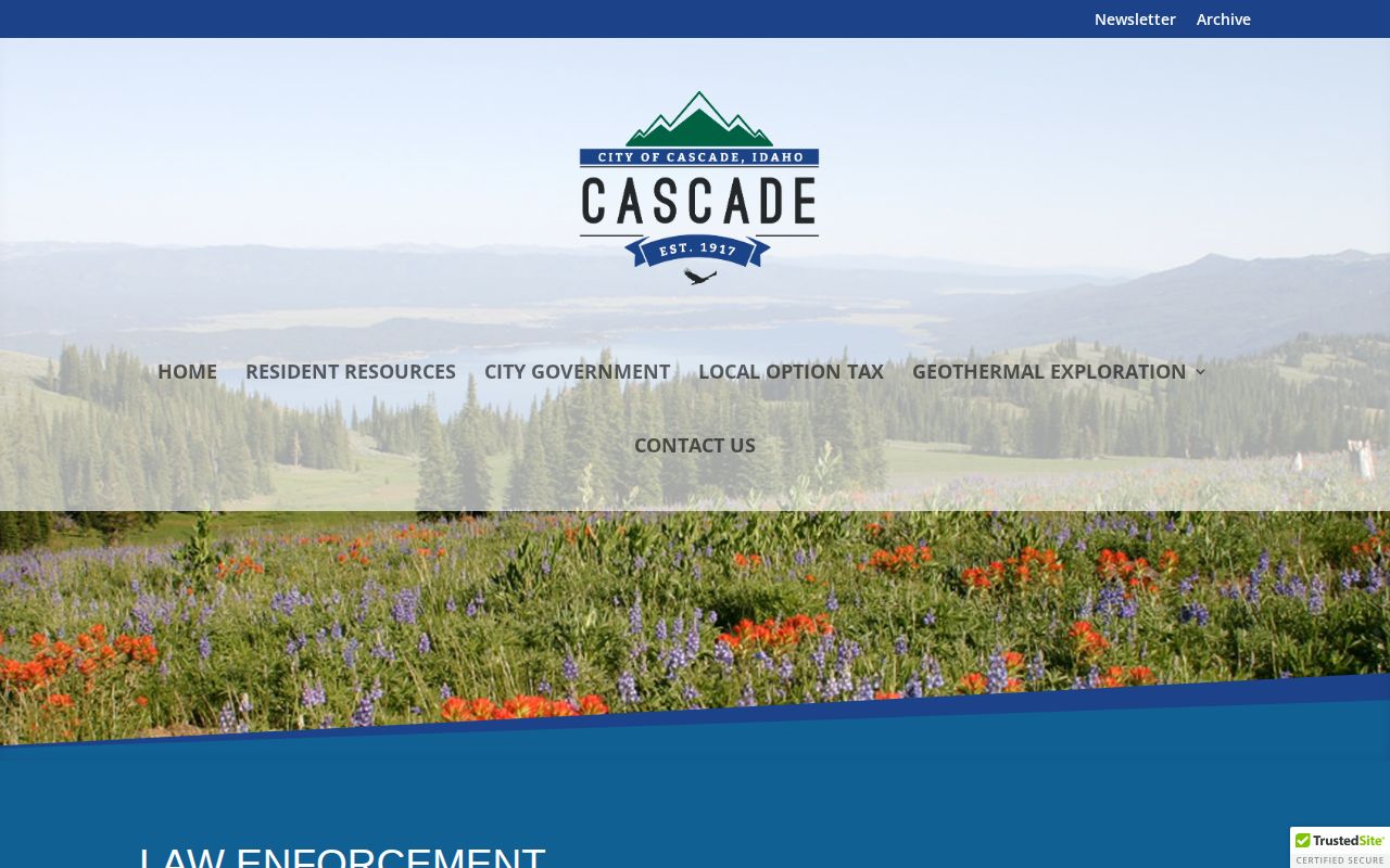 Valley County Cascade law-enforcement page screenshot showing the sheriff booking-record route