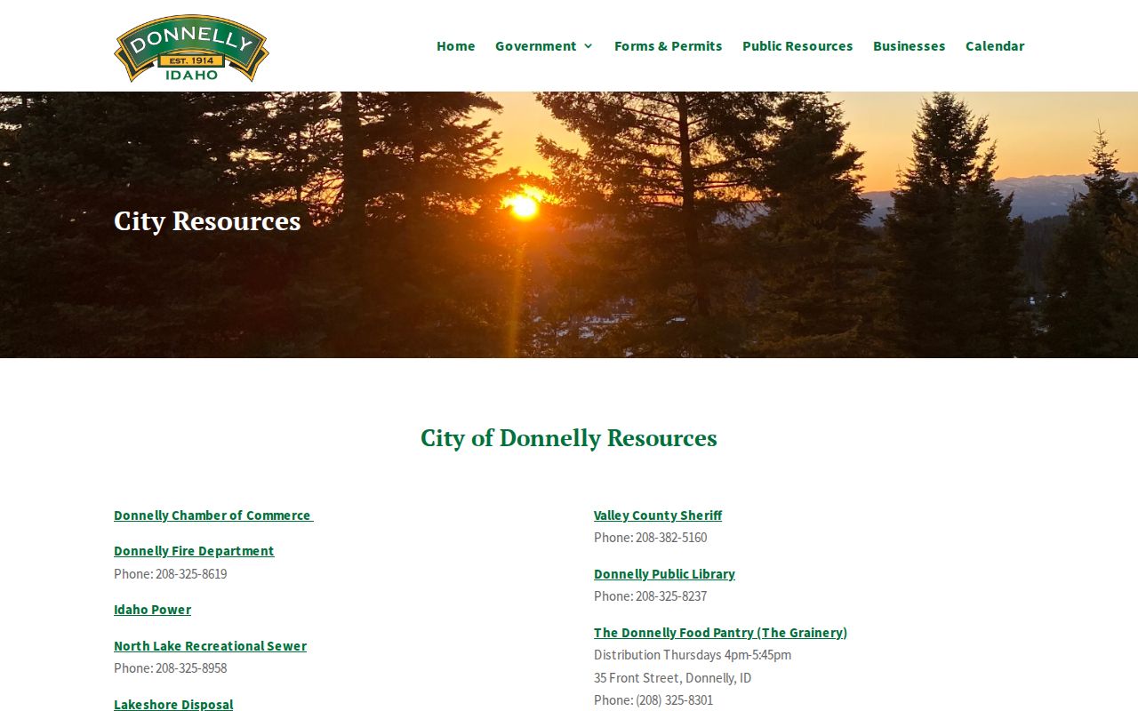 Valley County Donnelly public-services page screenshot with county public-safety and booking-record route