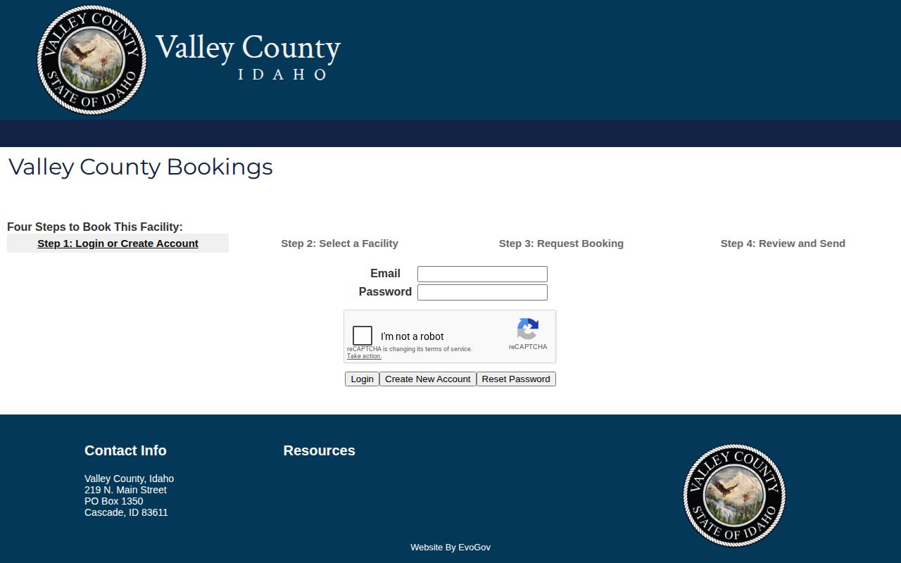 Valley County facility reservation page mistaken for booking-record source