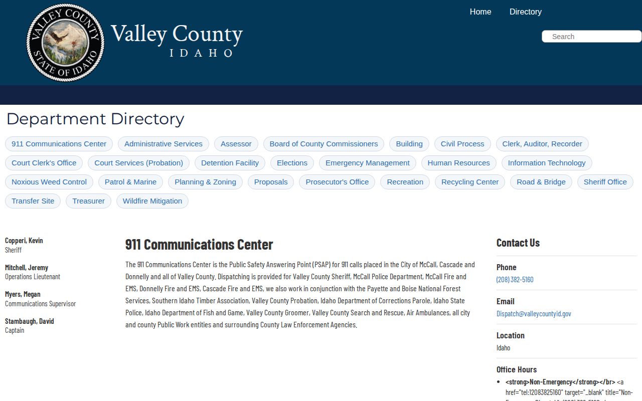 Valley County Sheriff official warrant and wanted-list path without a public roster