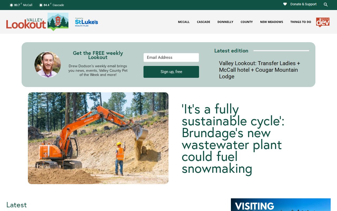Valley County Valley Lookout local-news home screenshot